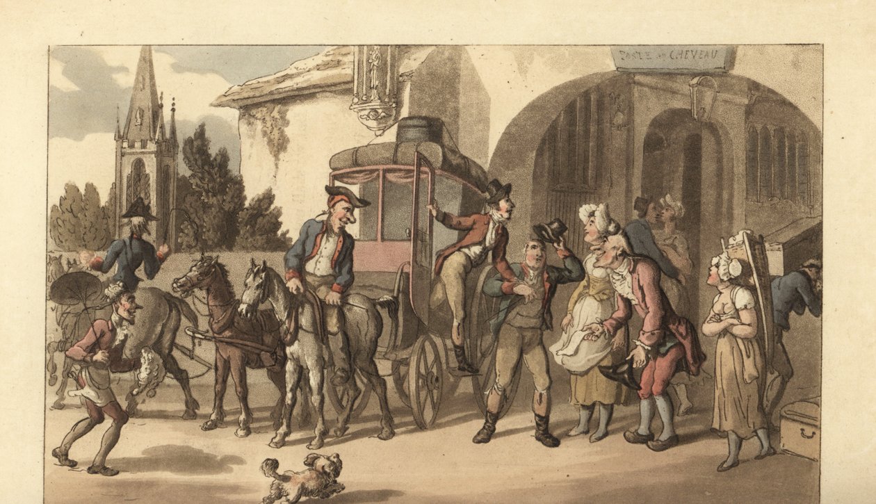 Young English Gentleman Arriving at a French Posthouse by Thomas Rowlandson