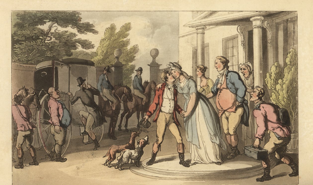 Young English gentleman leaving his family to go on the Grand Tour by Thomas Rowlandson
