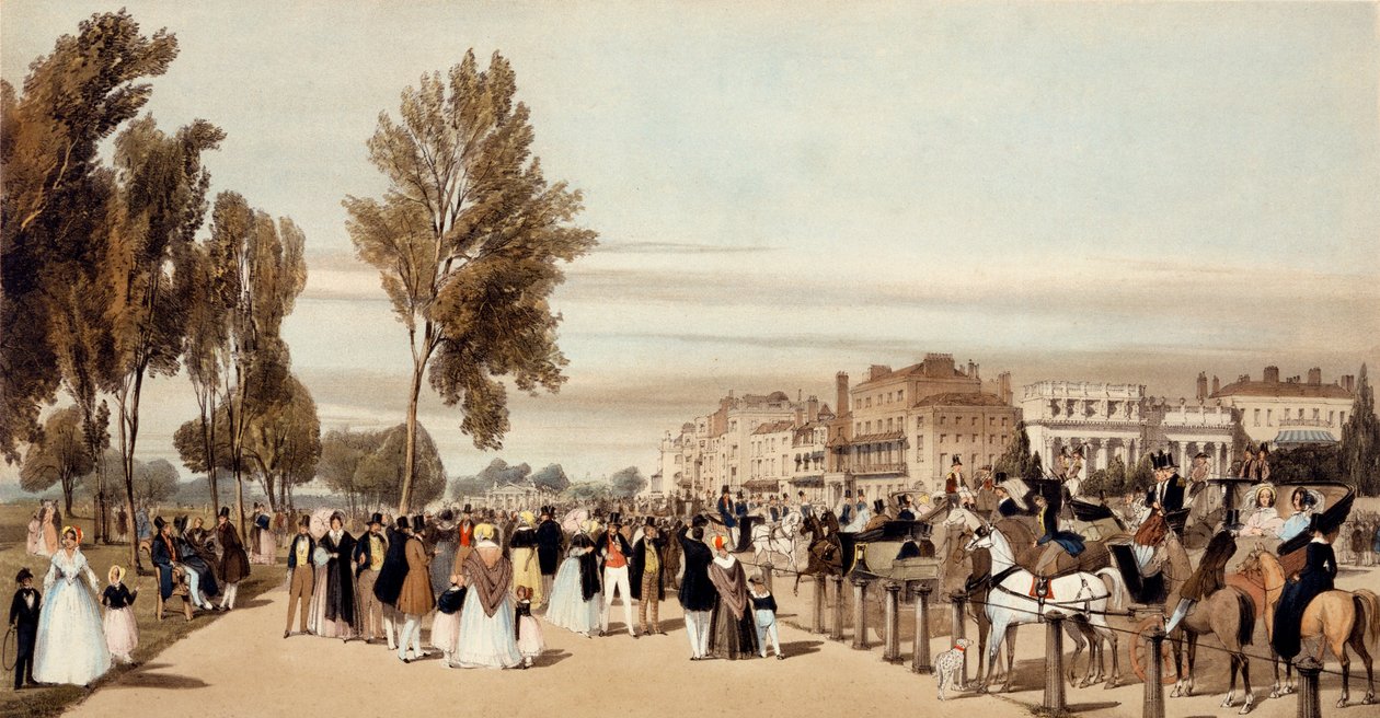 Hyde Park, towards the Grosvenor Gate from 
