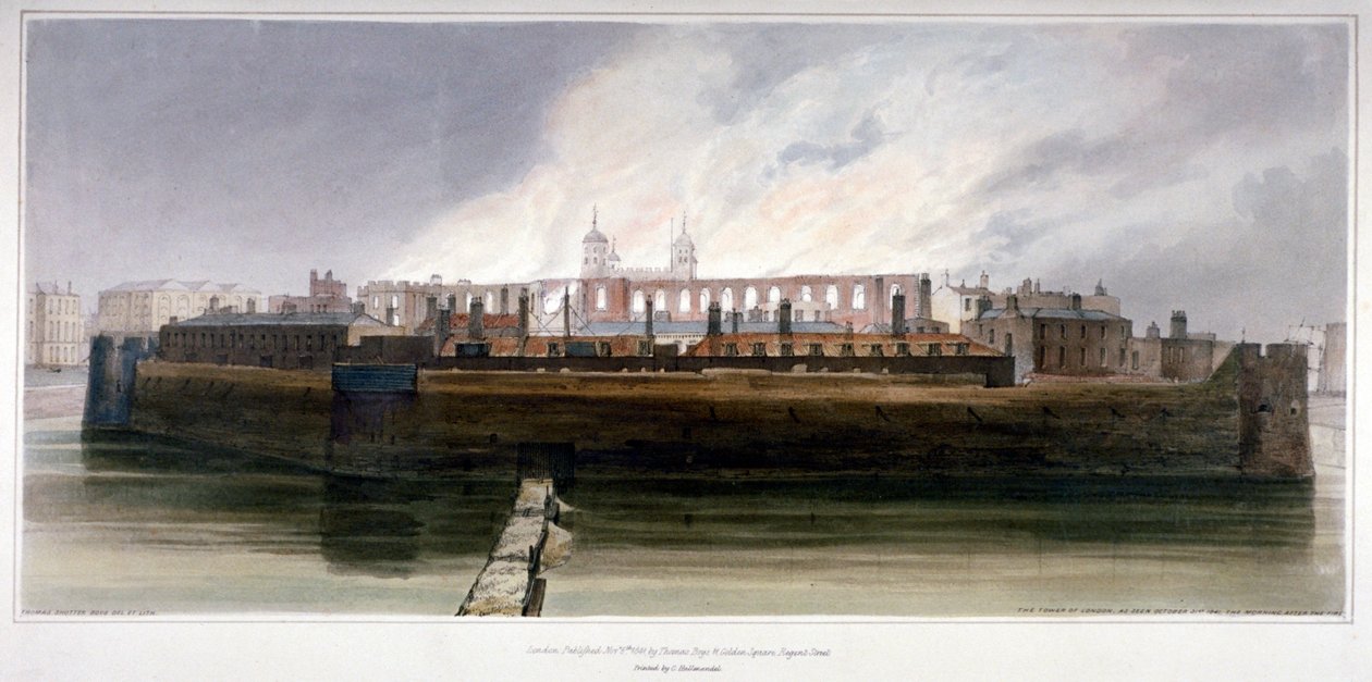 The Tower of London the Morning After the Fire in the Armoury on 30 October 1841 by Thomas Shotter Boys