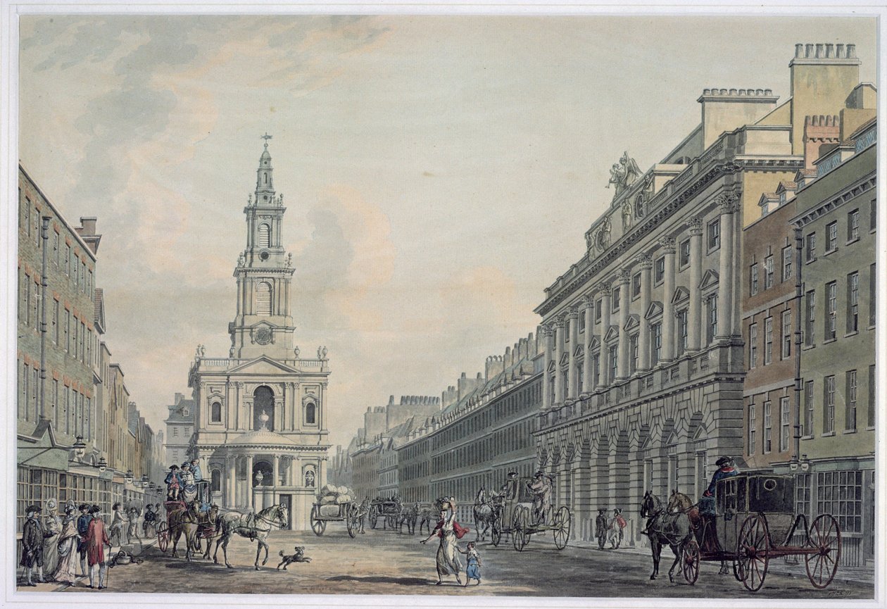 The Strand with Somerset House and St. Mary le Strand by Thomas Snr. Malton