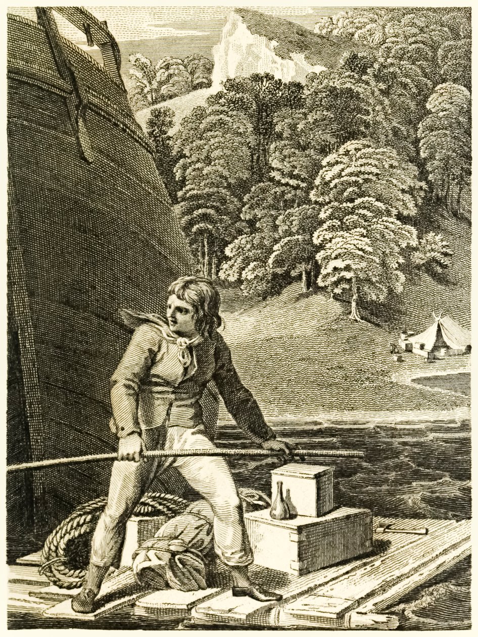 Robinson Crusoe upon His Raft from The Life and Strange Surprising ...