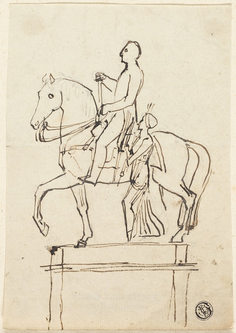Sculpture of a Horseman Accompanied by Standing Woman by Thomas Stothard