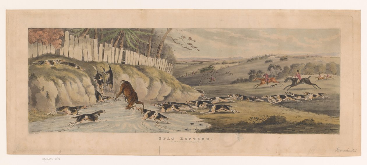 Pack of Foxhounds Chasing a Deer into a Pool by Thomas Sutherland