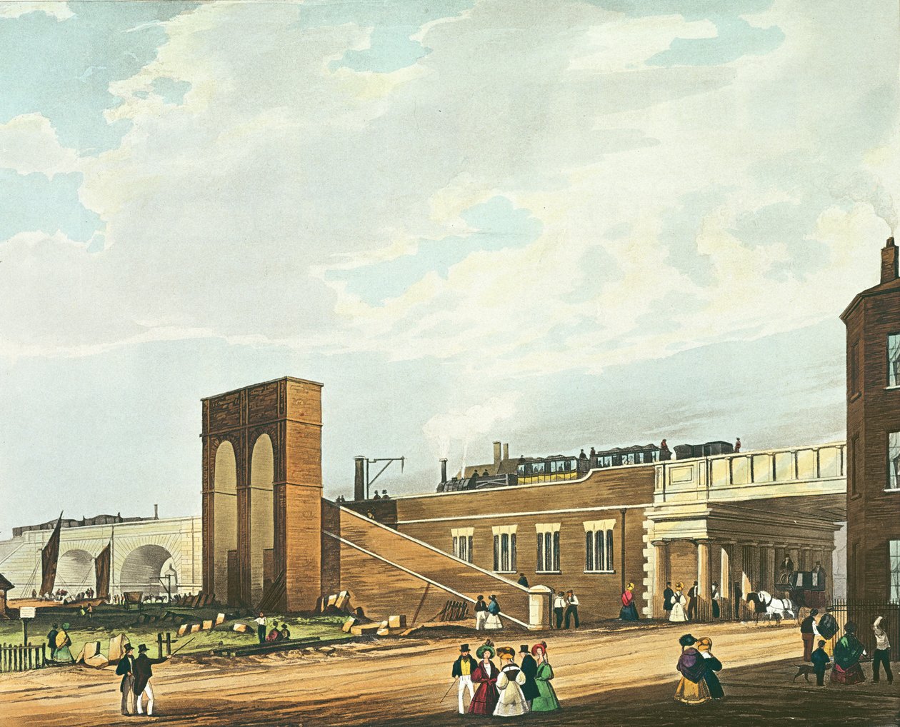 Entrance into Manchester Across Water Street, engraved by Henry Pyall, published by Ackermann and Co., 1831 by Thomas Talbot Bury