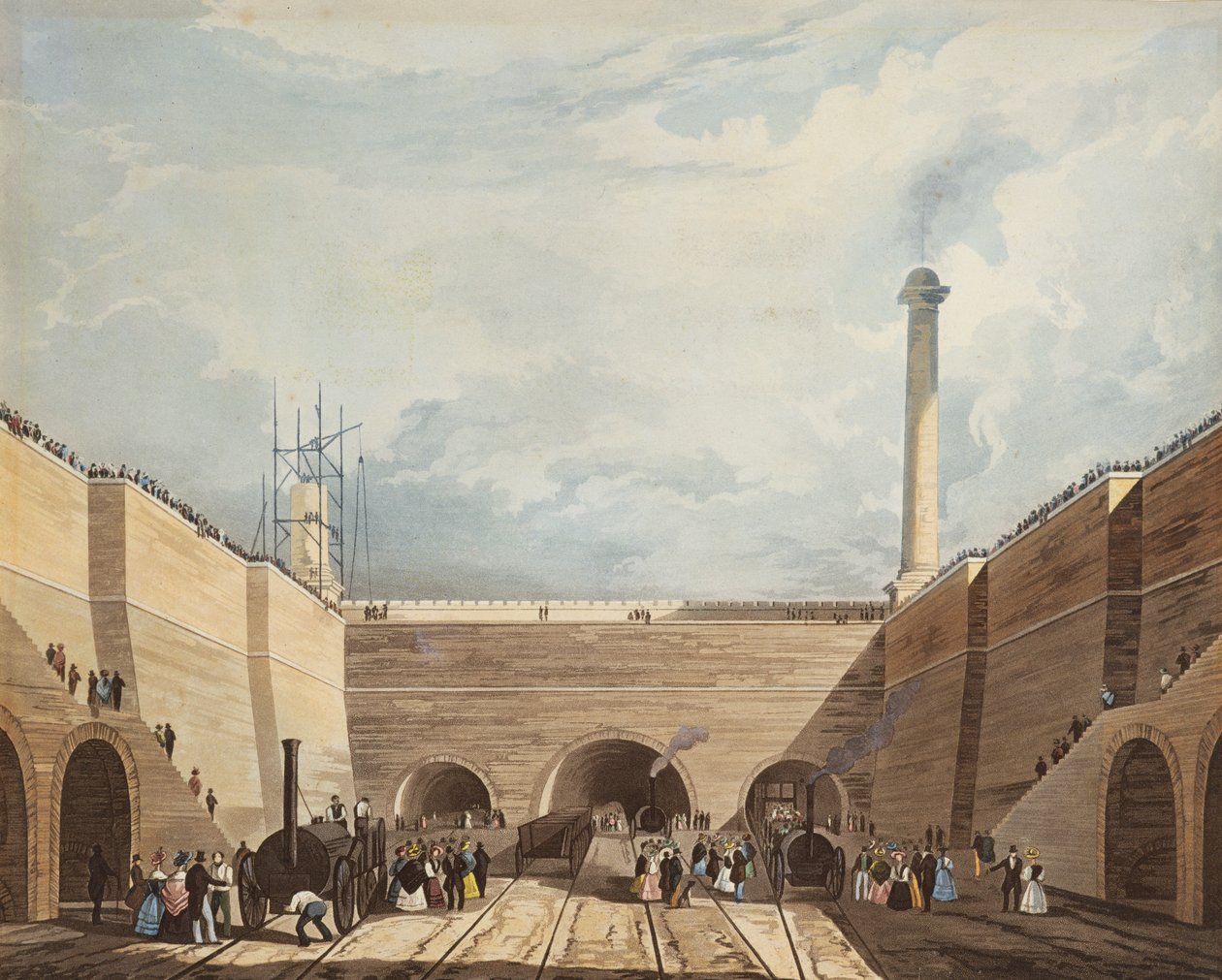 Entrance of the Railway at Edge Hill, Liverpool, engraved by H. Pyall by Thomas Talbot Bury