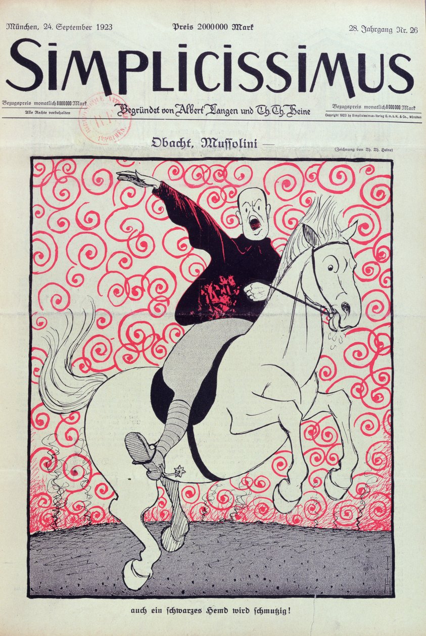Caricature of Benito Mussolini, cover of 