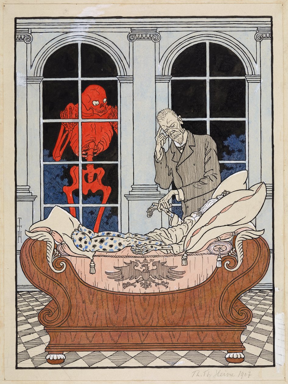 The Dying Reichstag; Simplicissimus XV/49, 1911 by Thomas Theodor Heine