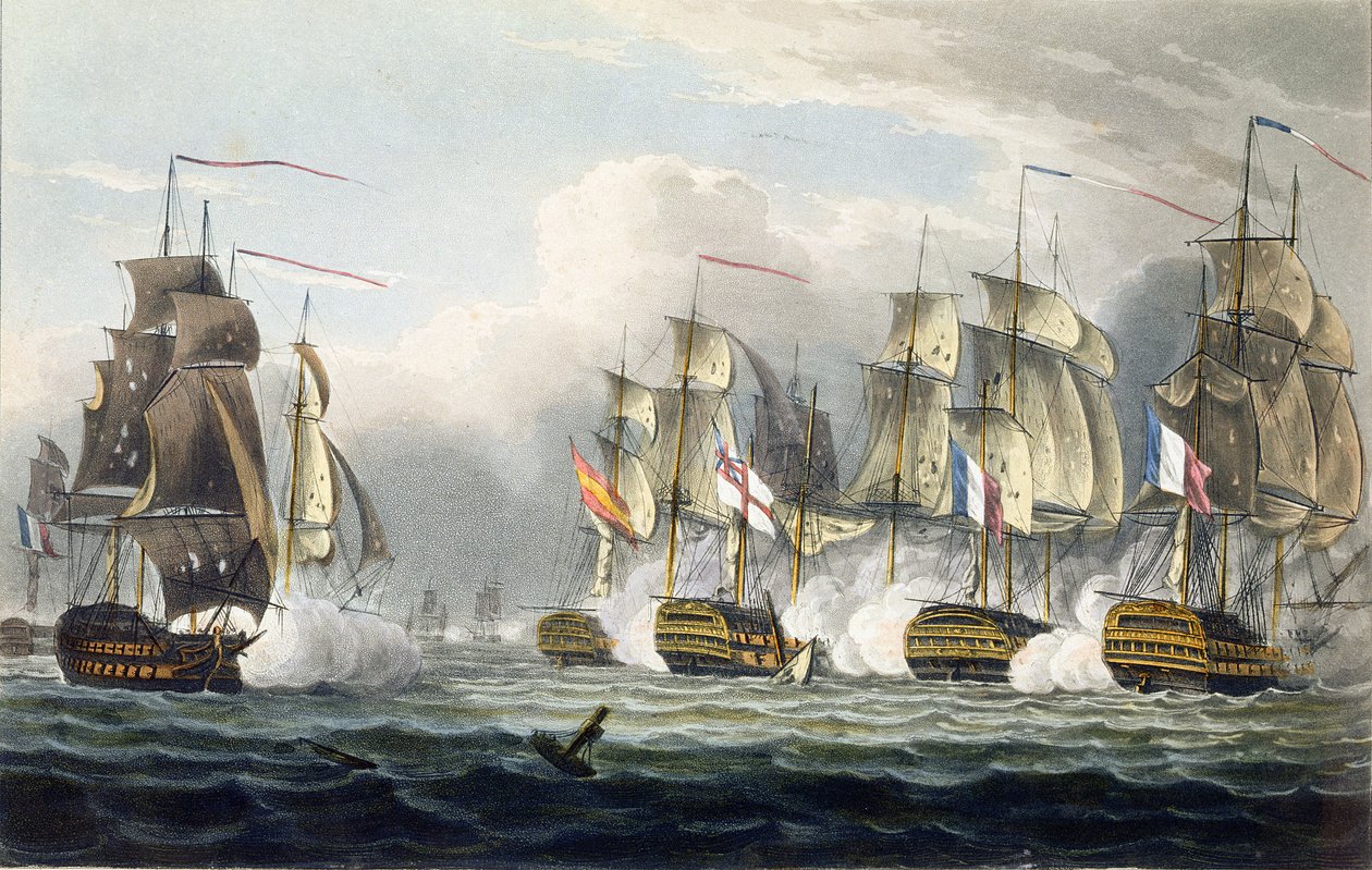 Situation of the HMS Bellerophon After the Death of Her Commander Captain Cooke at the Battle of Trafalgar, Engraved by T. Sutherland for 