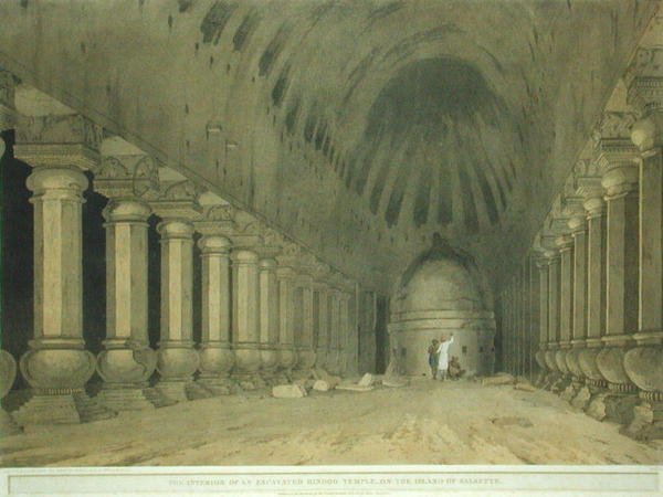 Interior of an Excavated Hindu Temple on the Island of Salsette, plate 63 from 