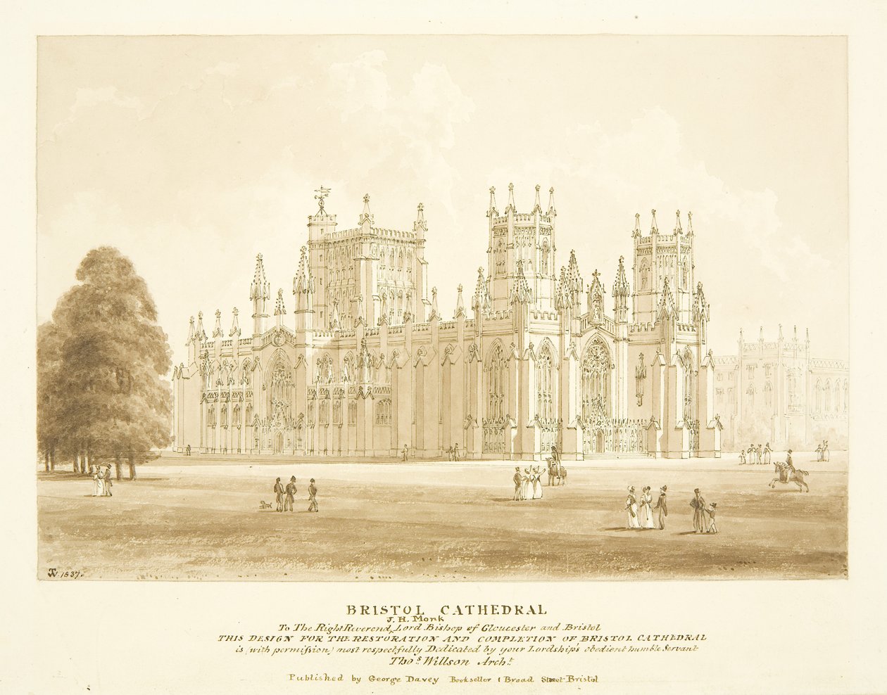 Design for Restoration and Completion of Bristol Cathedral by Thomas Willson