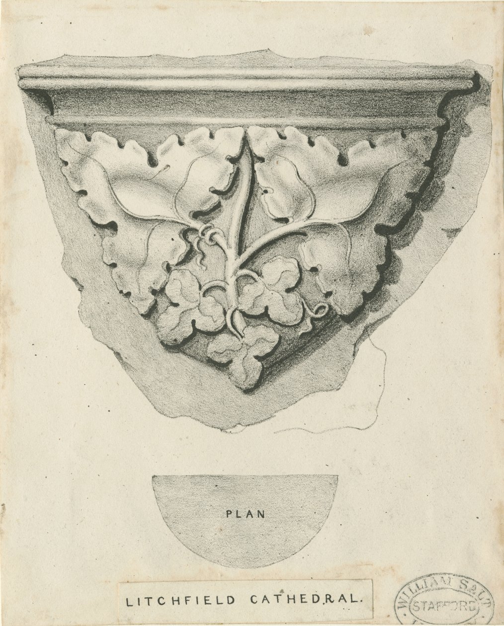 Interior of Lichfield Cathedral - Carved Foliage by Thomas Witlam Atkinson