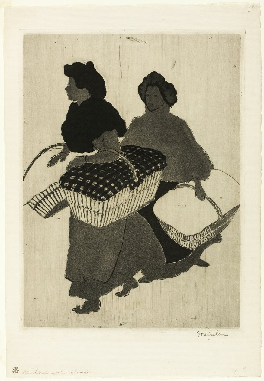 Laundresses Carrying Back Their Work by Théophile Alexandre Pierre Steinlen