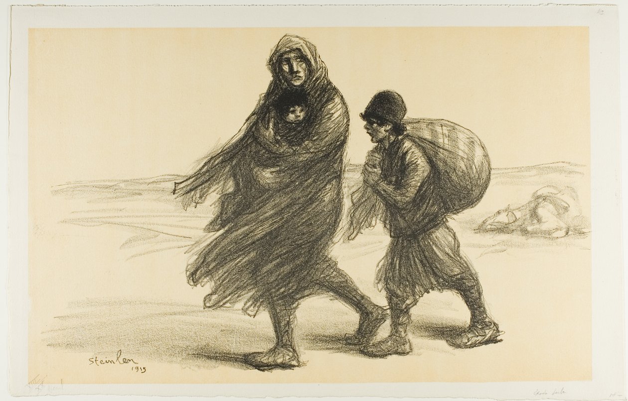 Serbian Exodus, plate twenty-one from Actualités by Théophile Alexandre Pierre Steinlen