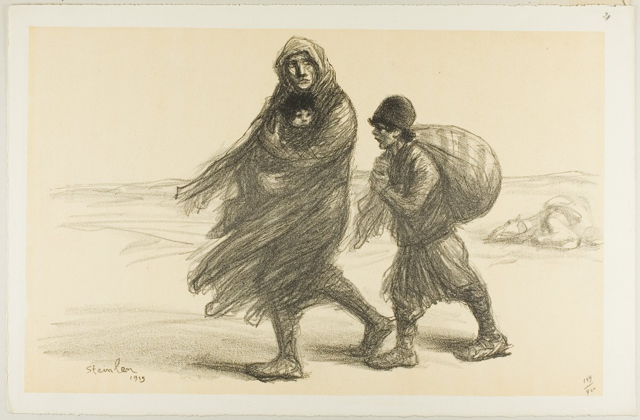 Serbian Exodus, plate twenty-one from Actualités by Théophile Alexandre Pierre Steinlen