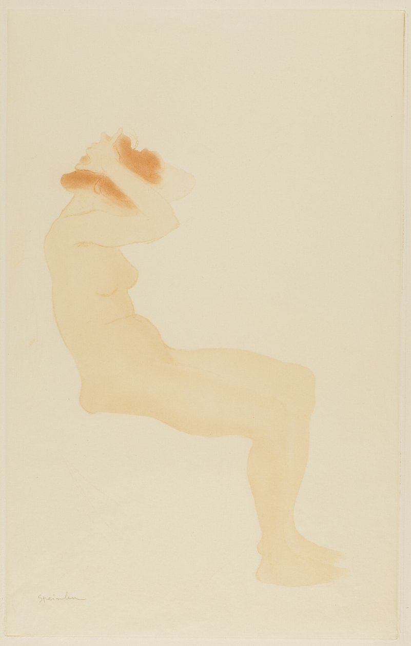 Woman in Profile Fixing Her Hair by Théophile Alexandre Pierre Steinlen