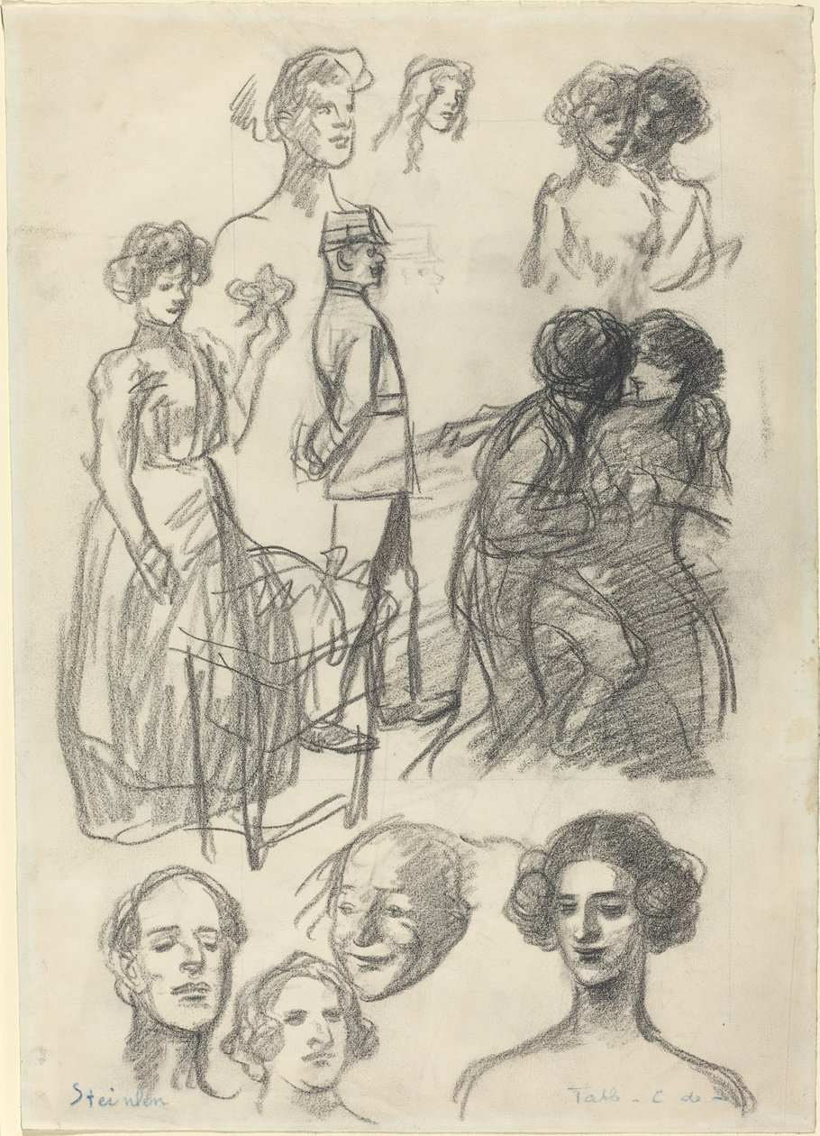Sketches for Lovers on a Bench by Théophile Alexandre Steinlen