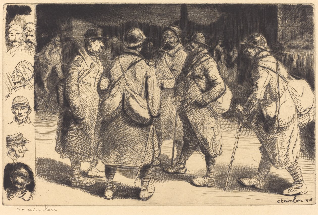 Soldiers on Leave - Night Scene by Théophile Alexandre Steinlen