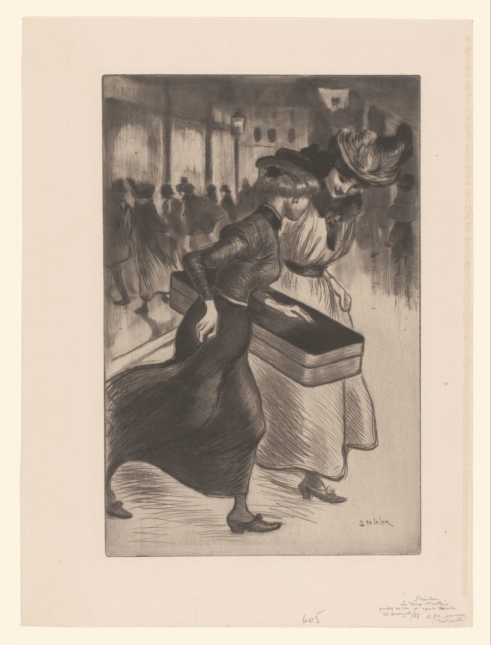 Two Women Walking on the Street by Théophile Alexandre Steinlen
