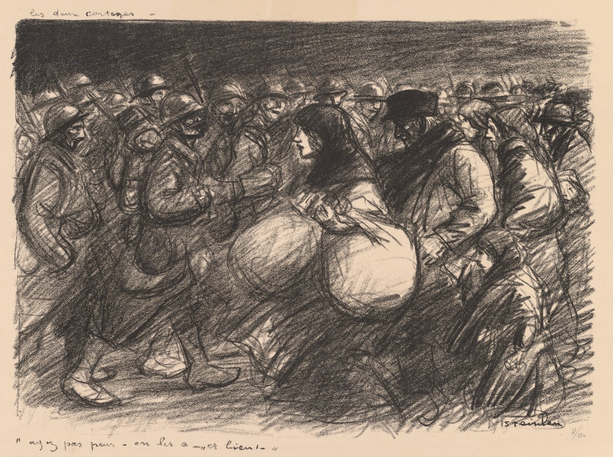 War Sketches: The Two Processions by Théophile Alexandre Steinlen
