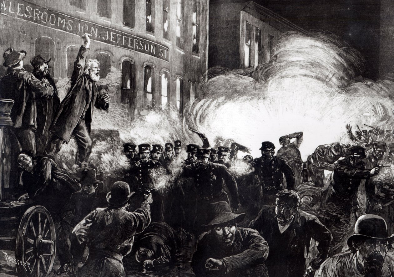 The Anarchist Riot in Chicago: A Dynamite Bomb Exploding Among the Police, from 