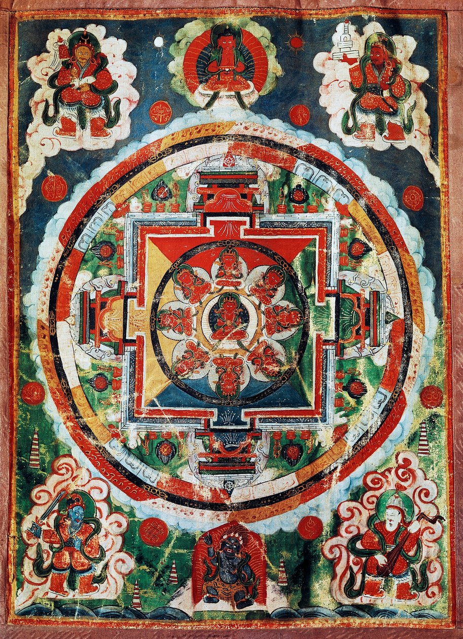 Tibetan Mandala Known as the Four Heavenly Kings by Tibetan School