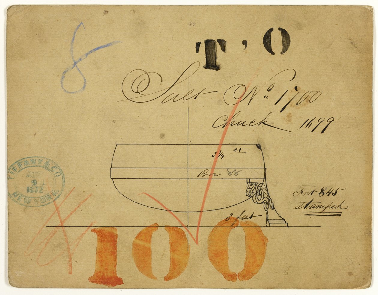 Design for Salt Dish No. 1700 by Tiffany and Company