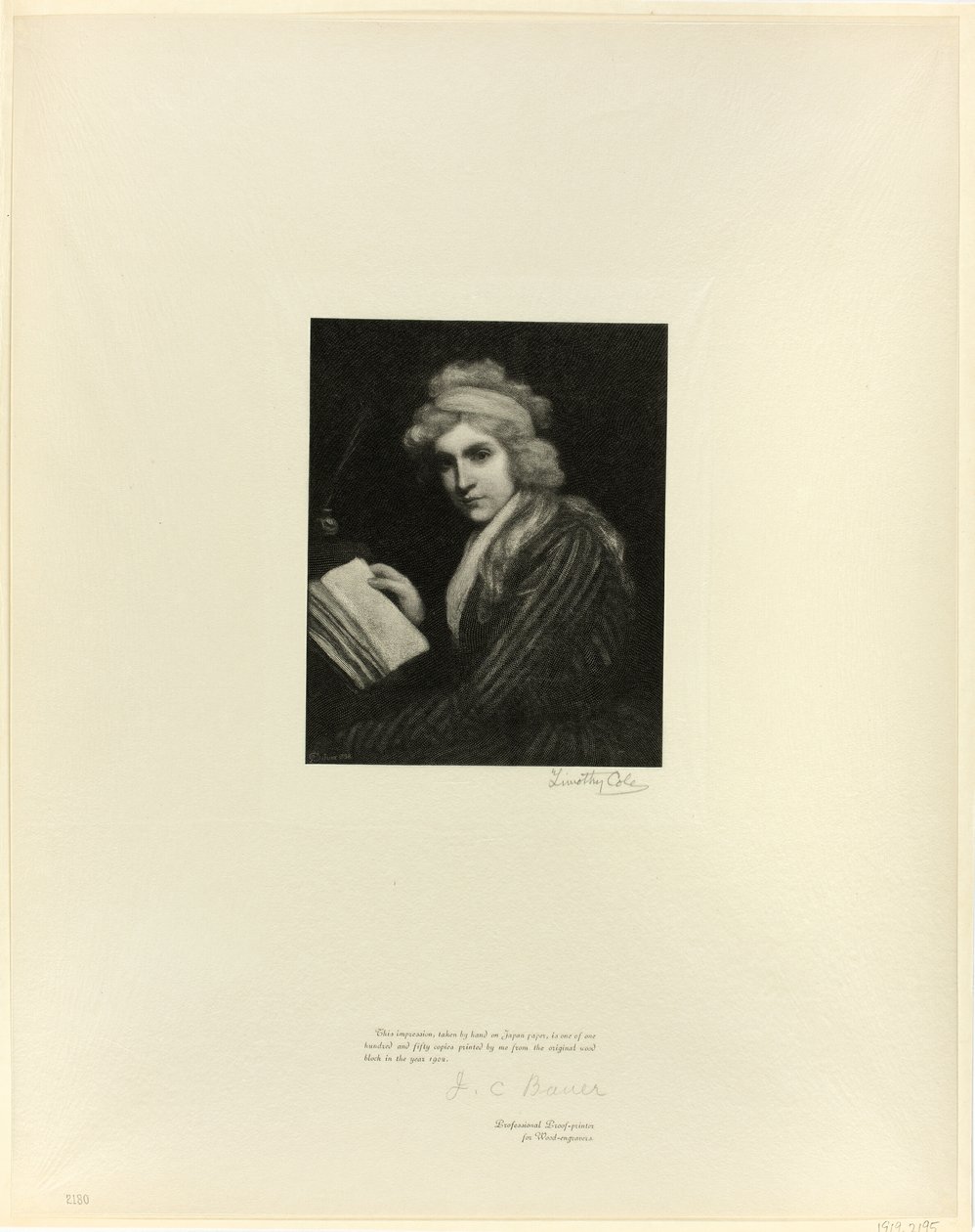 Portrait of Mary Wollstonecraft, from Old English Masters by Timothy Cole