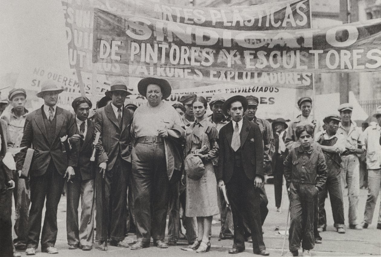 Diego Rivera and Frida Kahlo in the May Day Parade, Mexico City, 1st May 1929 by Tina Modotti
