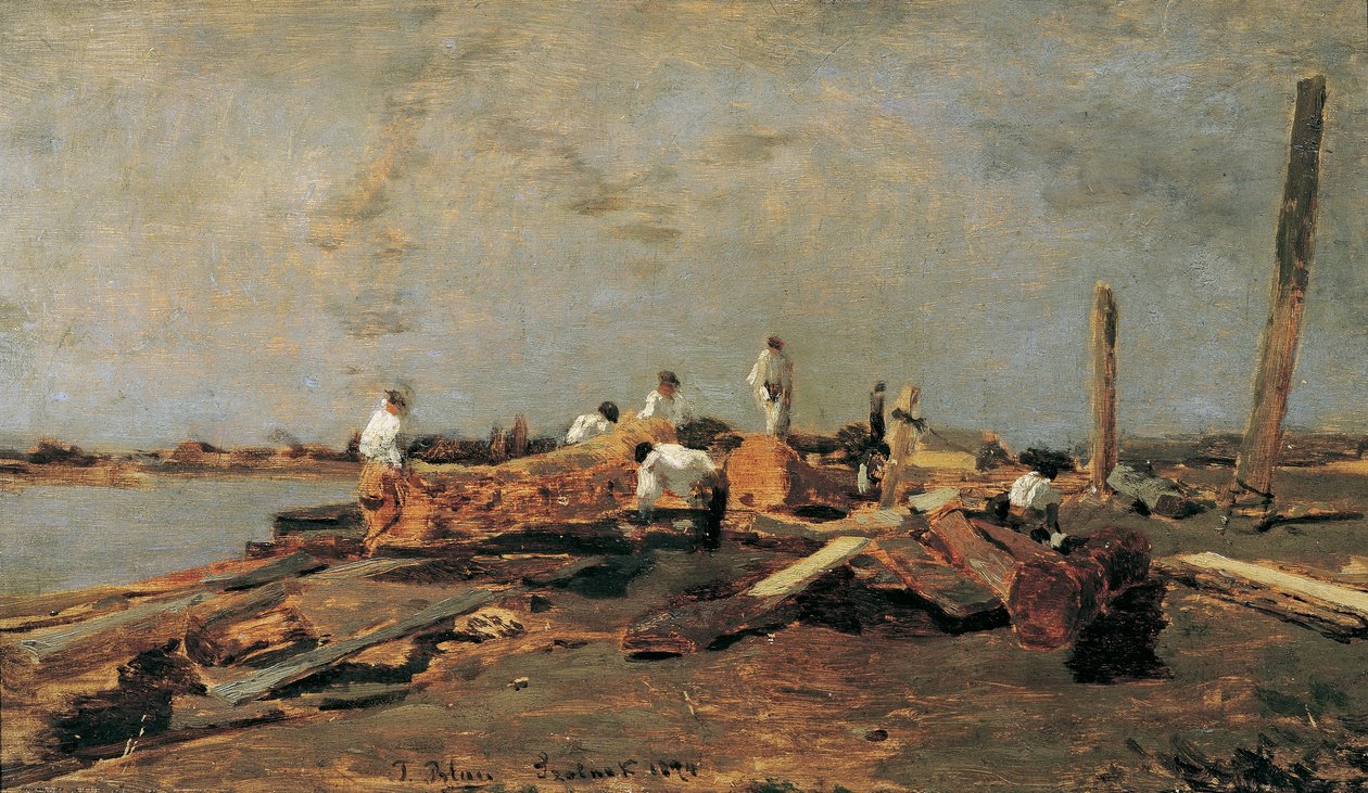 Raftsmen on the Tisza by Tina Blau
