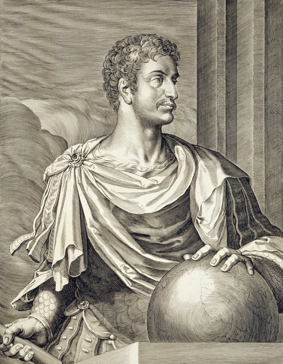 D. Octavius Augustus (63 BC - 14 AD) Emperor of Rome 27 BC - 14 AD Engraved by Aegidius Sadeler (1570-1629) by Tiziano Vecelli