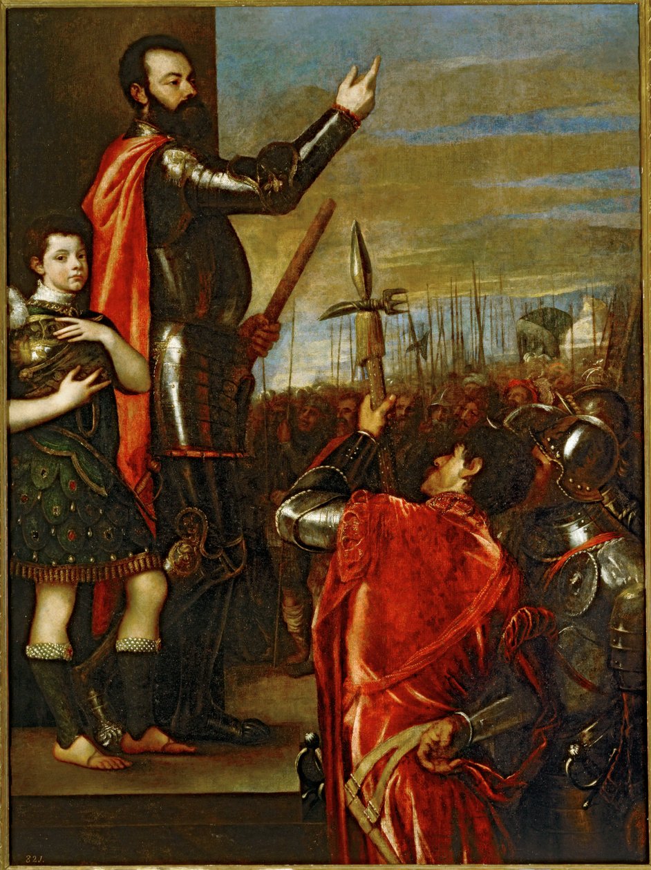 The marquis of Vasto addressing his soldiers by Titian (c.1488 1576)