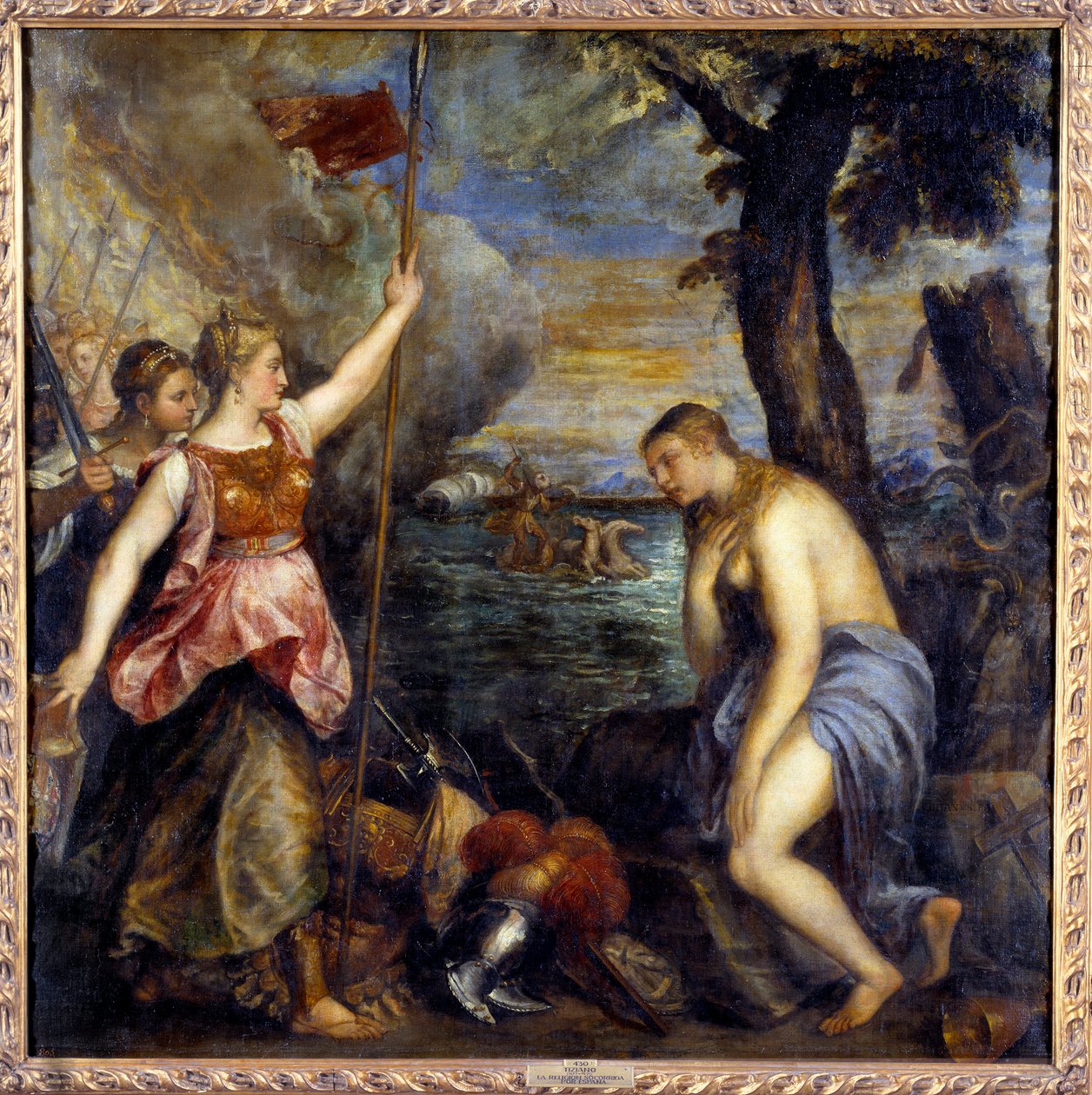 Religion rescued by Spain. Painting by Tiziano Vecellio called The Titian (1485-1576) by Tiziano Vecelli