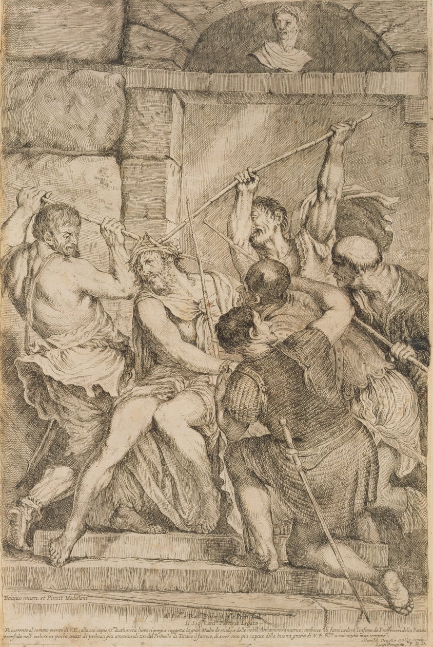 The Crowning with Thorns, engraved by Luigi Scaramuccia (1675) by Tiziano Vecelli