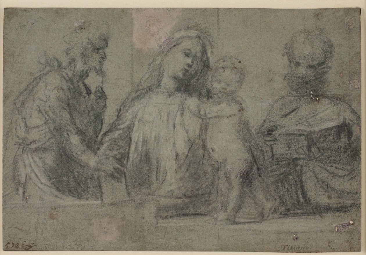 Madonna and Child with Sts John the Baptist and Peter (half-length) by Tizian