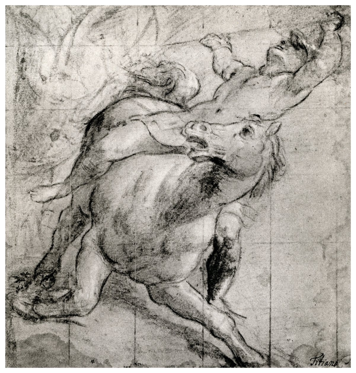 Horseman Falling by Tiziano Vecelli