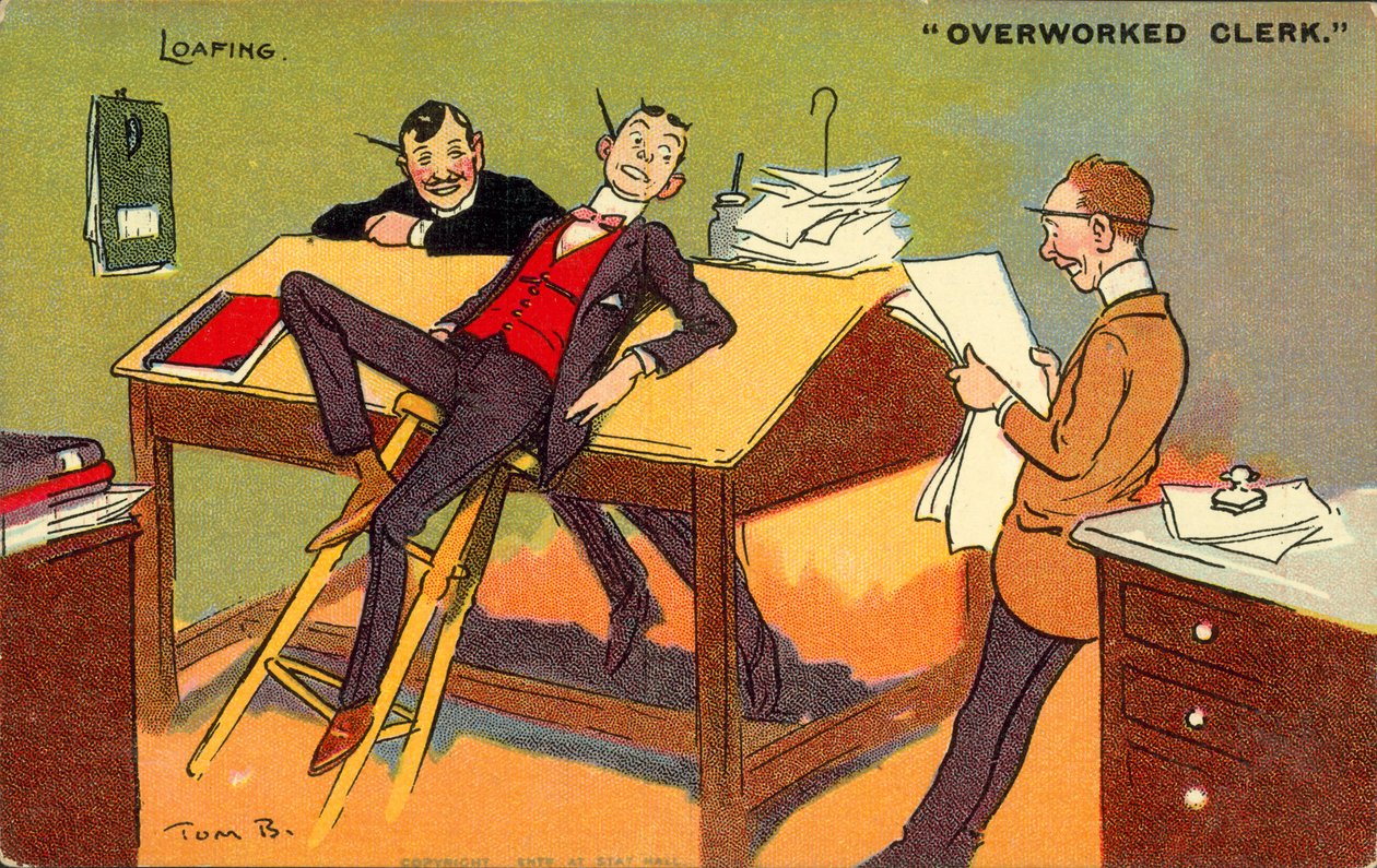 Loafing, Overworked Clerk by Tom Browne