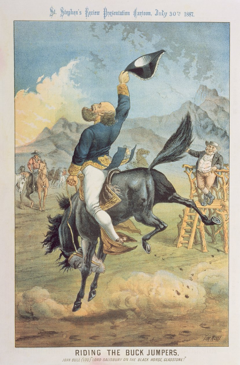 Riding the Buck Jumpers, Lord Salisbury on the Black Horse, Gladstone, from 