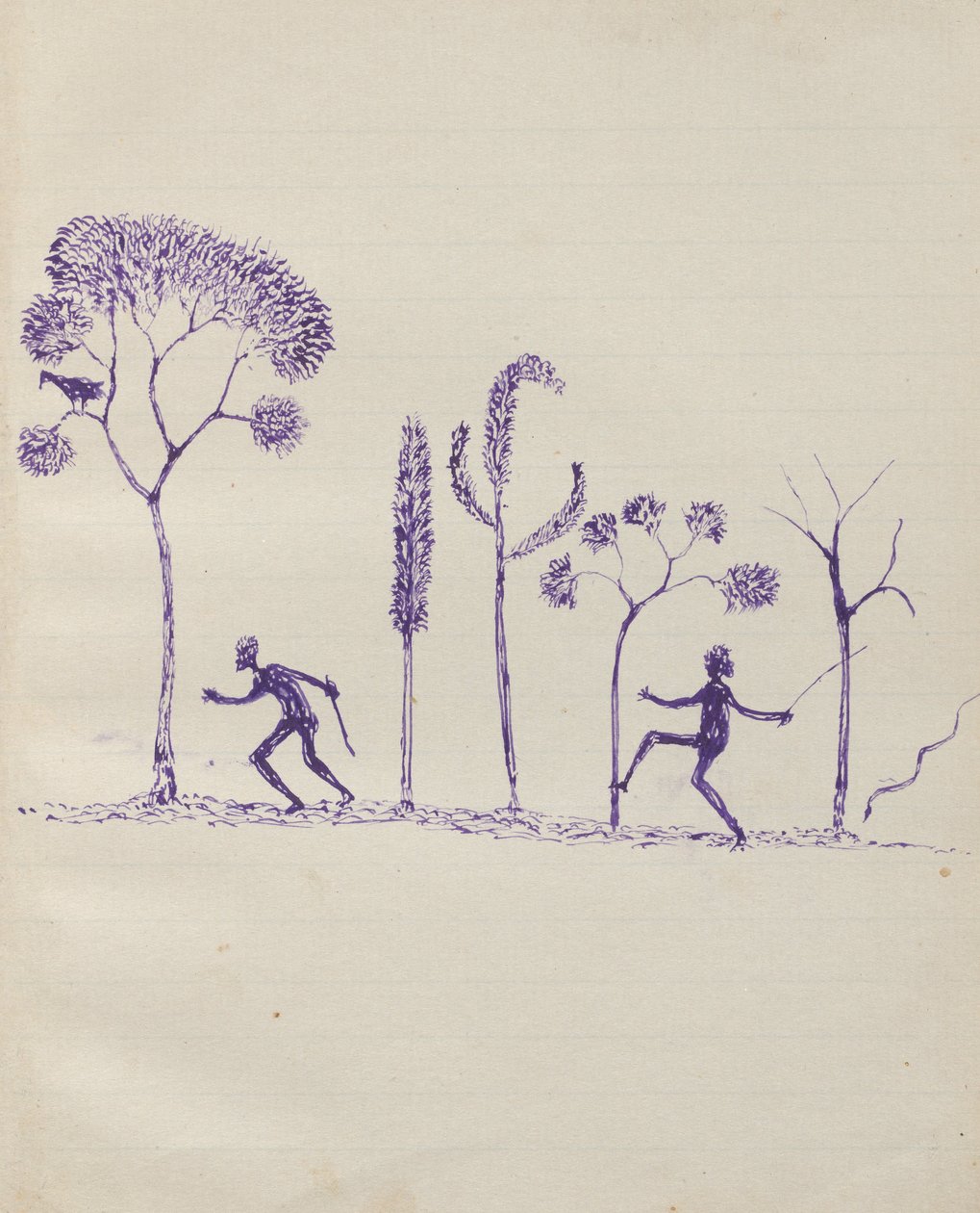 Kwatkwat people - (Aboriginals among trees) Sketchbook mainly of activities of Aboriginals and Whites by Tommy McRae