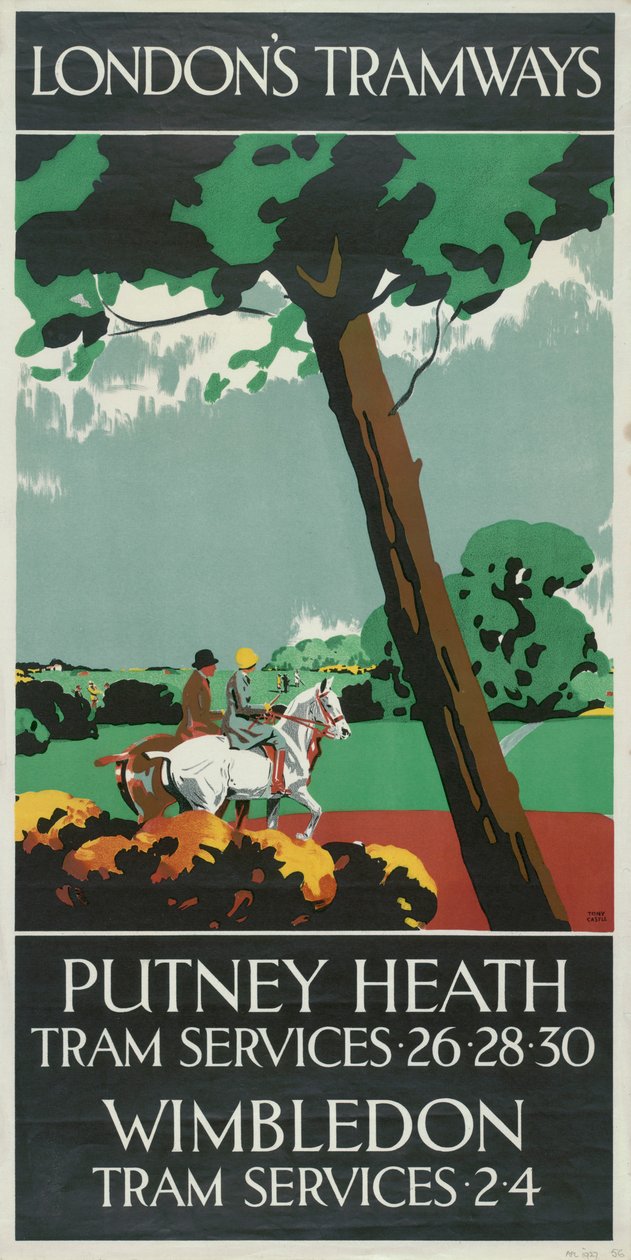 Putney Heath, Wimbledon, London County Council LCC Tramways poster, 1927 by Tony Castle