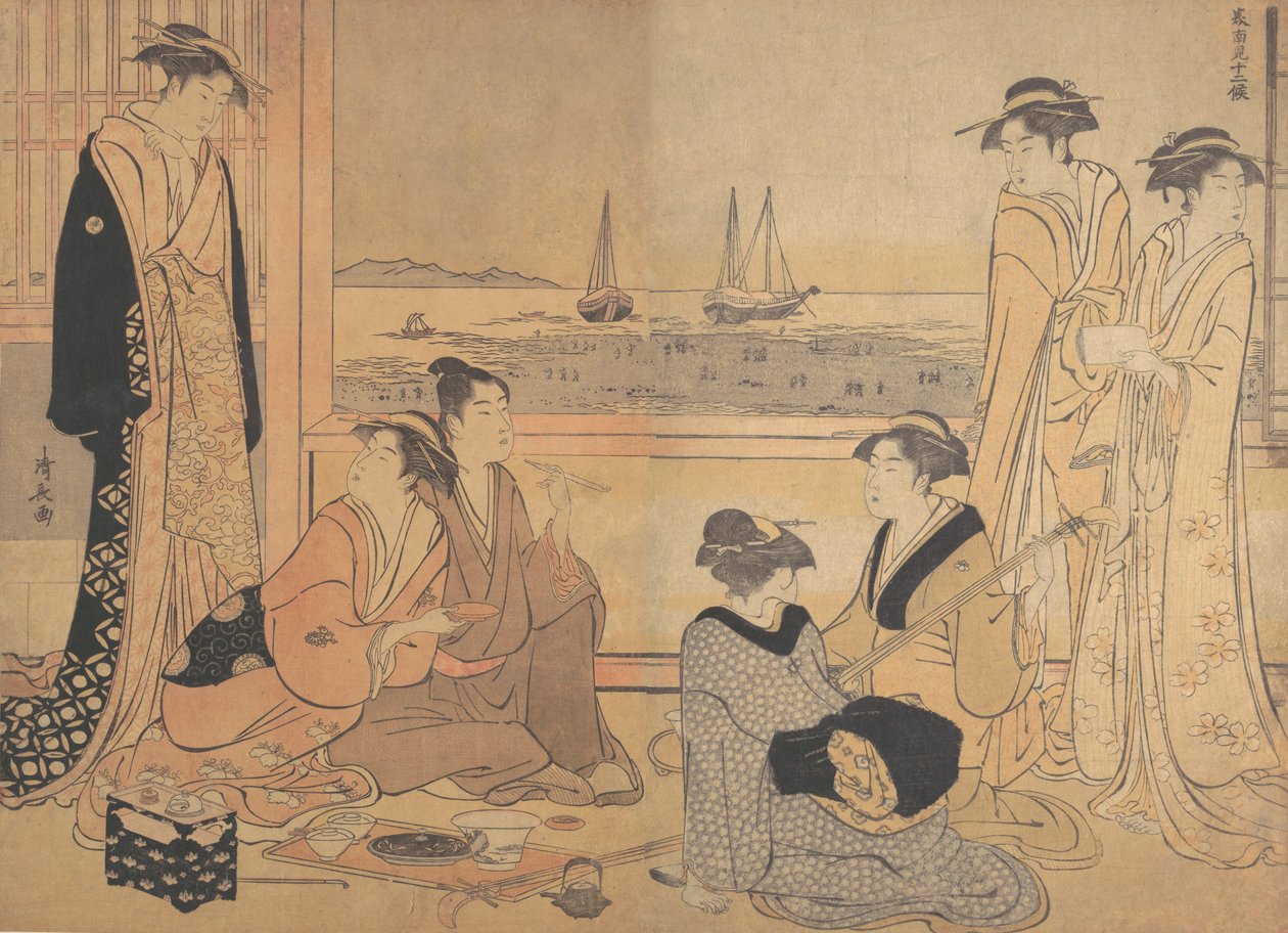 A Party of Merrymakers in a Tea-house at Shinagawa, ca. 1783 by Torii Kiyonaga