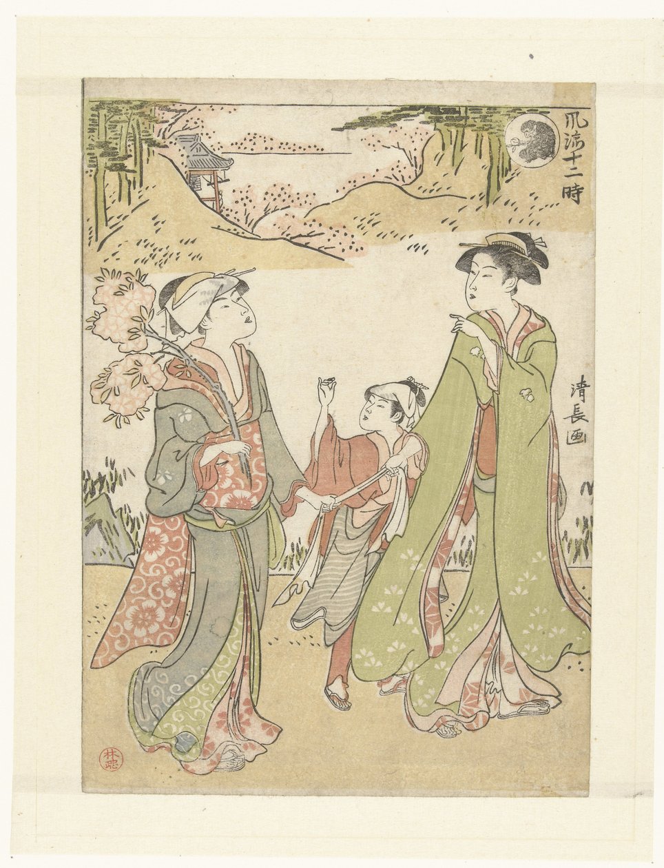 The Hour of the Monkey Elegant Representations of the Twelve Hours (series title) by Torii Kiyonaga