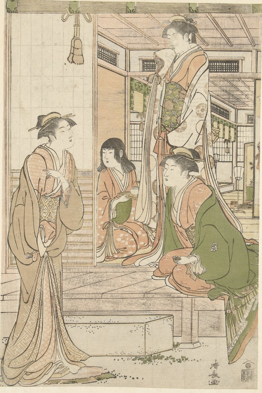 Yoshitsune Serenading Joruri Hime by Torii Kiyonaga