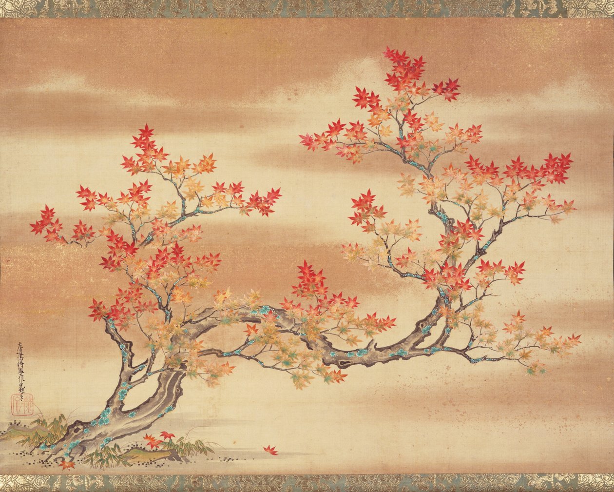 Painting of a Maple Tree in Autumn by Tosa Mitsuoki