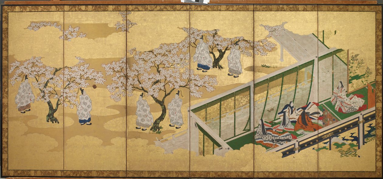 The Tale of Genji, Chapter 34; Kashiwagi catches sight of the Third Princess by Tosa Mitsuoki