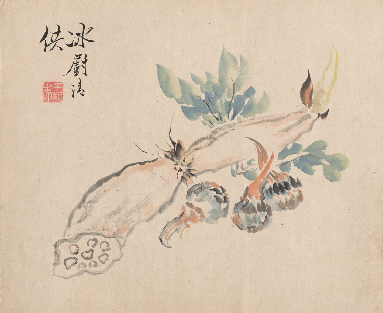 Lotus Root and Adders Tongue by Tsubaki Chinzan