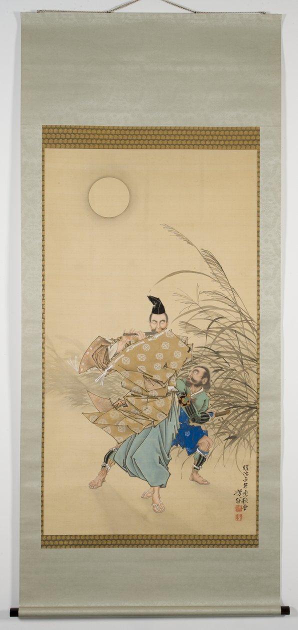 Fujiwara no Yasumasa Playing the Flute by Moonlight by Tsukioka Yoshitoshi
