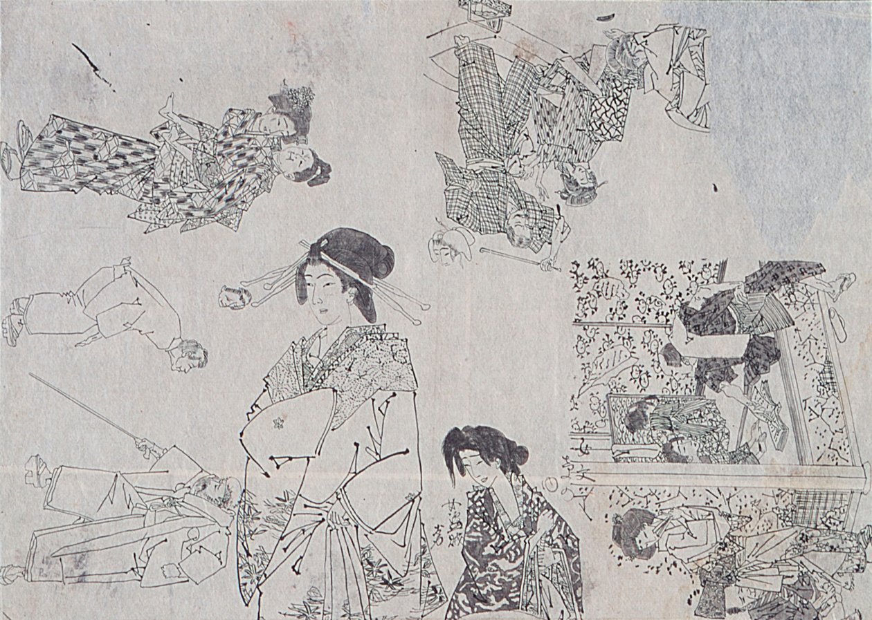 Preparatory Drawings for Illustrations of Melodramas by Tsukioka Yoshitoshi
