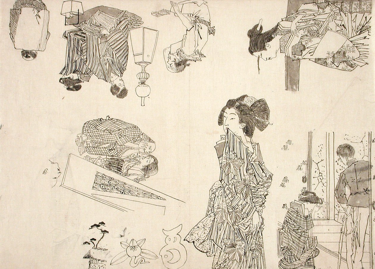 Preparatory Drawings for Illustrations of Melodramas by Tsukioka Yoshitoshi