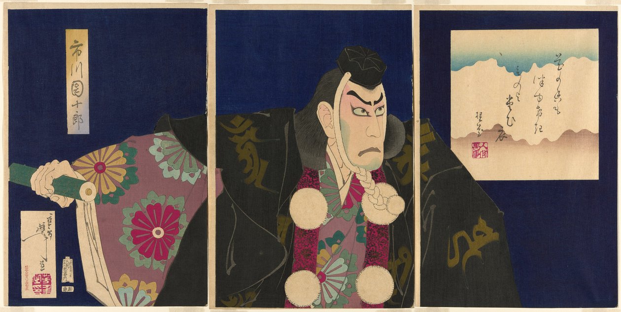 The Actor Ichikawa Danjuro IX as Musashibo Benkei in the Play "The Subscription List" by Tsukioka Yoshitoshi
